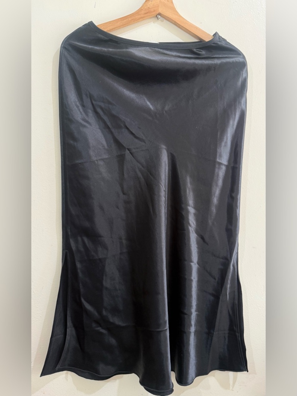 Arket Black Satin Maxi Slip Skirt